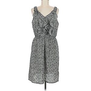 Mossimo Women's Black Gray Ruffle V-Neck Midi Dress Size S Sleeveless